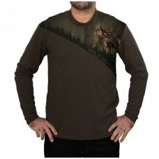 Marškinėliai medžiotojui ilgomis rankovėmis su elniu Wildzone 2XL dydis