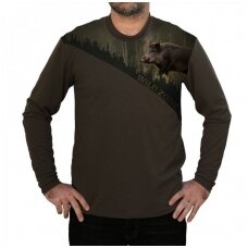 Marškinėliai medžiotojui ilgomis rankovėmis su šernu Wildzone 3XL dydis